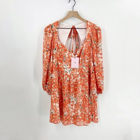Hello Molly Floral Mini Dress in Orange and White - Picture 14 of 14